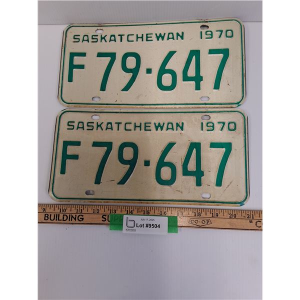 Saskatchewan License Plate - 1970 - Farm Plate Set