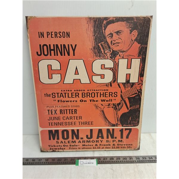 Vintage Looking "Johnny Cash" Concert Advertisement Canvas Wall Art - 16" x 20" - Pickup Preferred