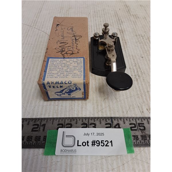 Vintage Armaco Telk Telegraph Key