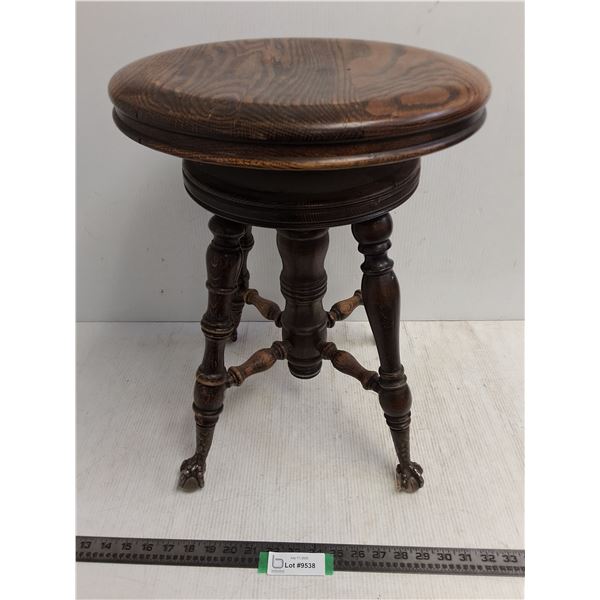Vintage Claw Foot Piano Stool - 19" High x 14" Dia - PICK UP