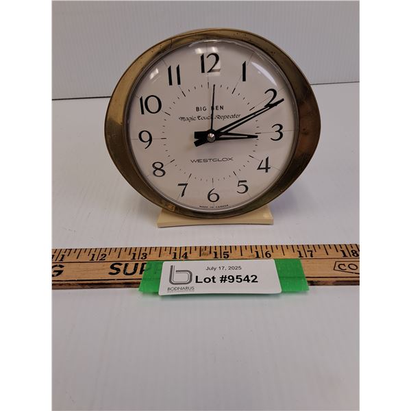 Vintage Westclox Big Ben Desk Clock - Winds & Ticks, Appears to Work - 5" x 5"