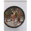 Image 5 : Vintage Traveling Clock - Works, Hand Crafted Pig "Patagonia" Stamp, Deer Metal Collector Plate