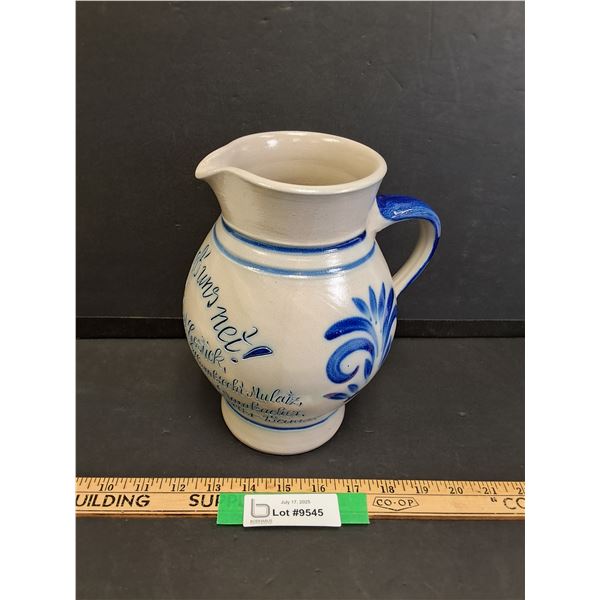 German Salt Glazed Ceramic Beer Pitcher - 2 Litre Size