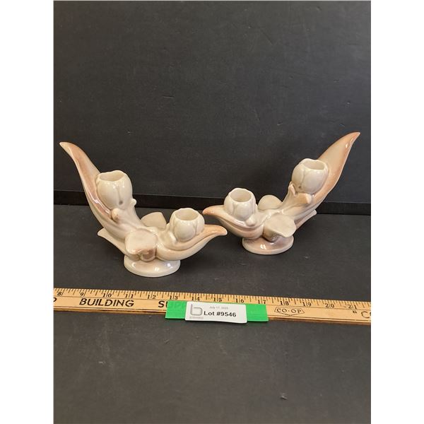 Roselane Pasedena Vintage Ceramic Candle Holders - 7" x 6" Each