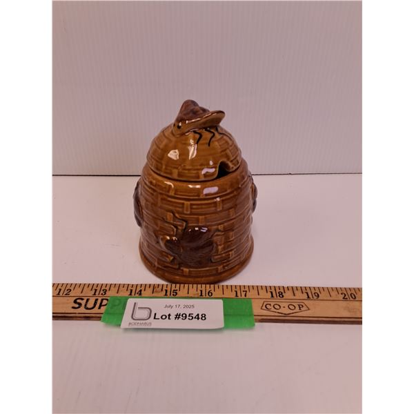 Vintage Ceramic Honey Pot - Beehive Theme - 5" x 3.5"