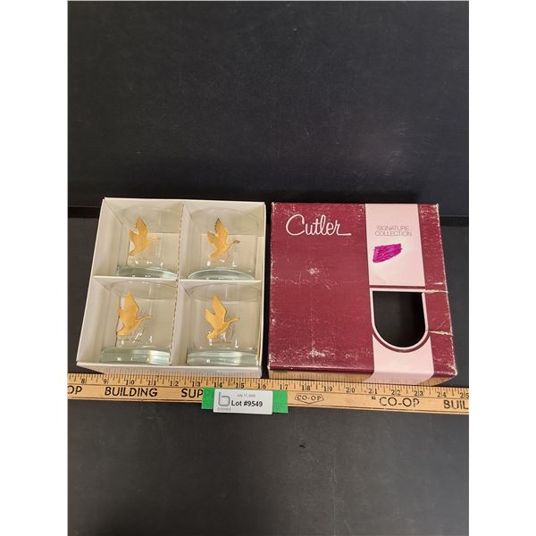 Vintage Cutler "Canada Goose" Whiskey Tumbler Glasses Set in Box