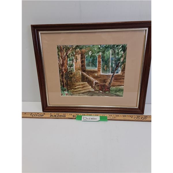 Original Watercolor Painting of House & Yard - 15.5" x 12" - Artist Y. Morrish