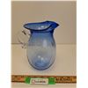 Image 1 : Studio Blue Art Glass Pitcher, Signed by Artist- 7.5" Tall