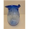 Image 3 : Studio Blue Art Glass Pitcher, Signed by Artist- 7.5" Tall