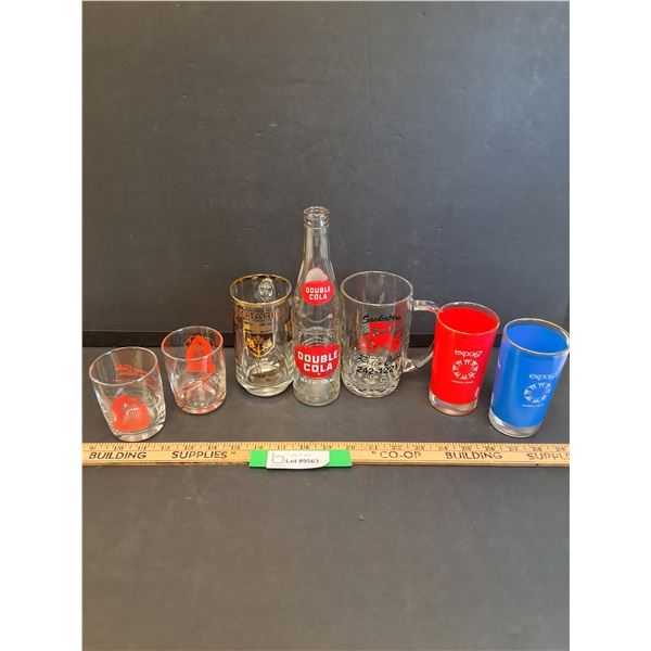 (2) Butte Montana "Finlon" Hotel, (2) Expo '67 Glasses, Saskatoon Radio Cabs, Ontario, Double Cola B