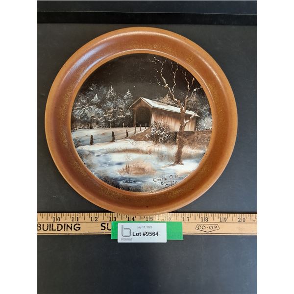 Ceramic Covered Bridge Scene Decorative Plate - 10.5"