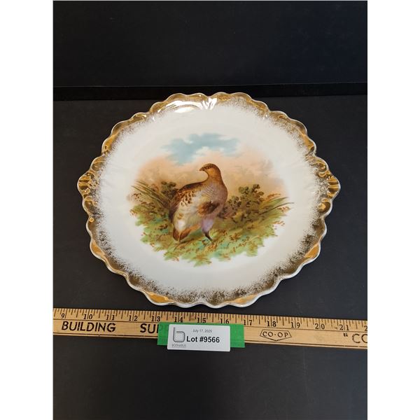 Barvarian Porcelain Game Bird Decorative Plate - 13" Diameter