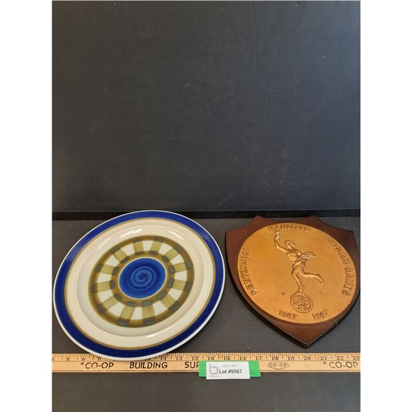 Vintage Japanese Platter - 12" & Commemorative Pan Am Games Plaque - 11"