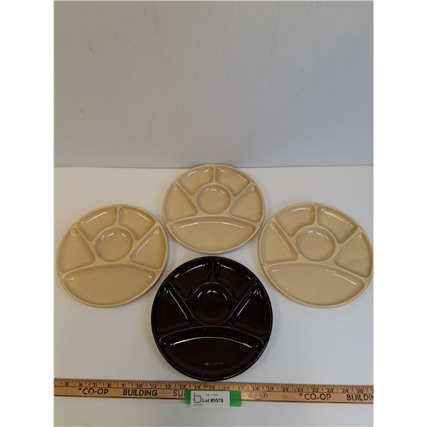 (4) Vintage Ceramic Japanese Sushi Plates - 9" Diameter