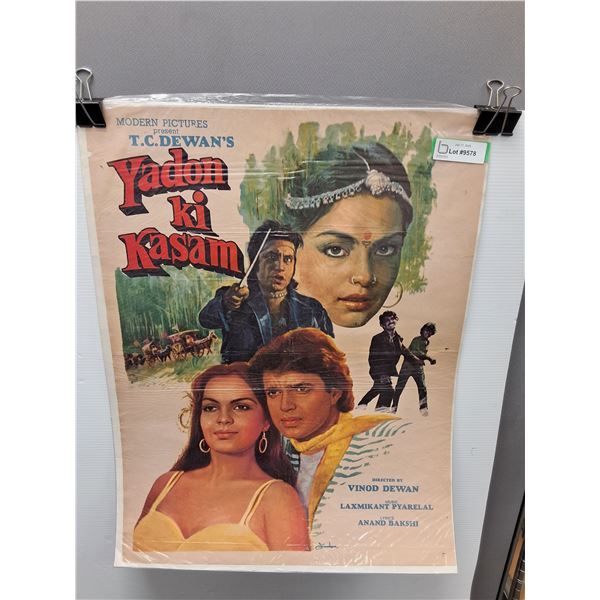 East Indian Movie Poster "Yaadon Ki Kasam" Movie  - 19" x 20"