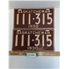 Image 1 : Saskatchewan License Plate - 1930 Pair of Matching Plates