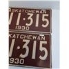 Image 3 : Saskatchewan License Plate - 1930 Pair of Matching Plates