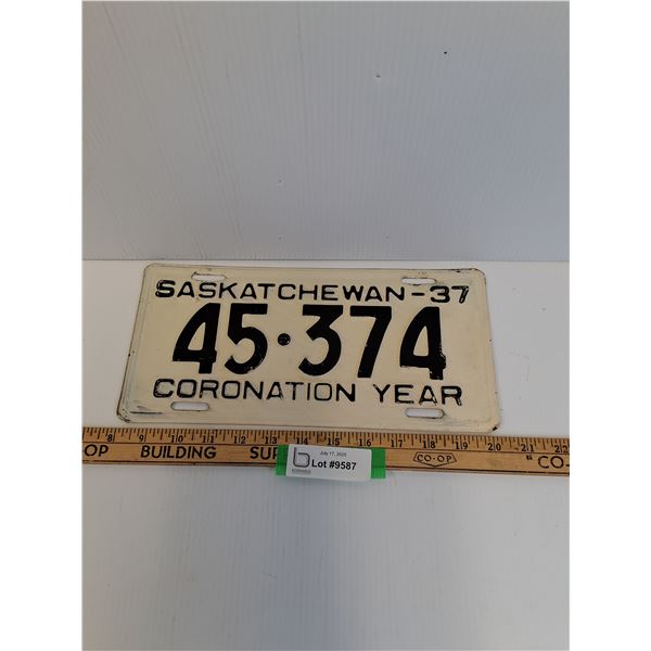 Saskatchewan License Plate - 1937