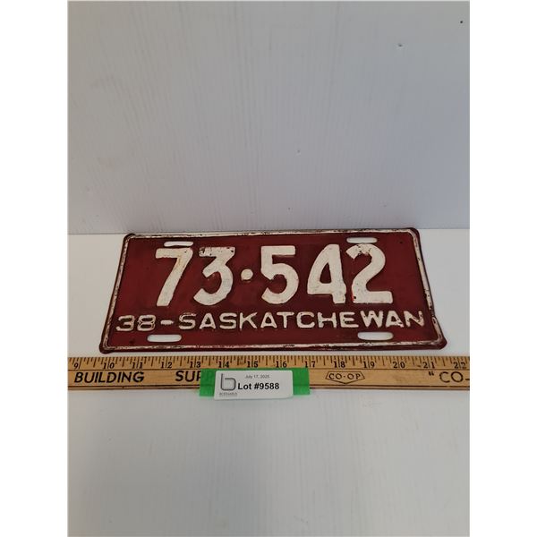 Saskatchewan License Plate - 1938