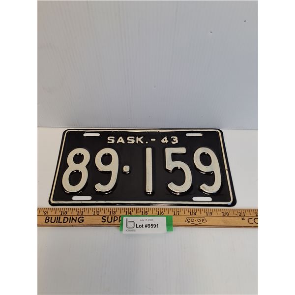 Saskatchewan License Plate - 1943