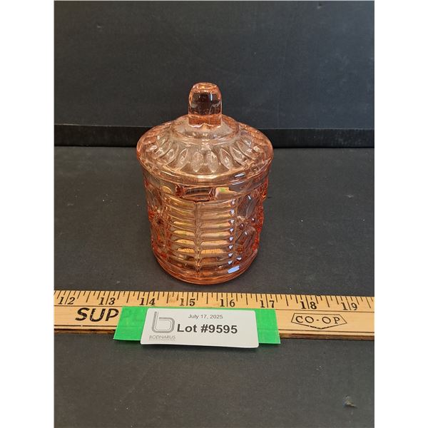 Vintage Indiana Glass Windsor Pink Lidded Marmalade/Sugar Jar - 5" x 3"