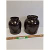 Image 1 : (2) Artisan Pottery Storage Canisters - 8" x 7" Tall
