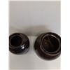 Image 3 : (2) Artisan Pottery Storage Canisters - 8" x 7" Tall