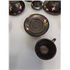 Image 5 : Asian Inspired Pottery Miniature Tea Set(Somem Wear): Tea Pot, (6) Tea Cups, Sugar & Creamer Set