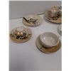 Image 4 : Asian Inspired Pottery Miniature Tea Set(Some Wear): (4) Tea Cups, Sugar & Creamer Set