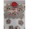 Image 4 : The Ohio Art Enamel Miniature Tea & Serving Set: Serving Tray, Tea Cups, Saucers, Misc