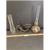 Image 1 : Venus Lamp Works Oil Lamp w/(2) Hurricanes (Fits in Wall Mount) & Cast Iron Lamp Wall Mount