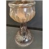 Image 3 : Antique Turkey Foot Pattern Glass Oil/Kerosene Lamp w/ Hurricane - 18.5" Tall
