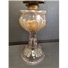 Image 5 : Antique Turkey Foot Pattern Glass Oil/Kerosene Lamp w/ Hurricane - 18.5" Tall