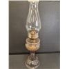 Image 6 : Antique Turkey Foot Pattern Glass Oil/Kerosene Lamp w/ Hurricane - 18.5" Tall