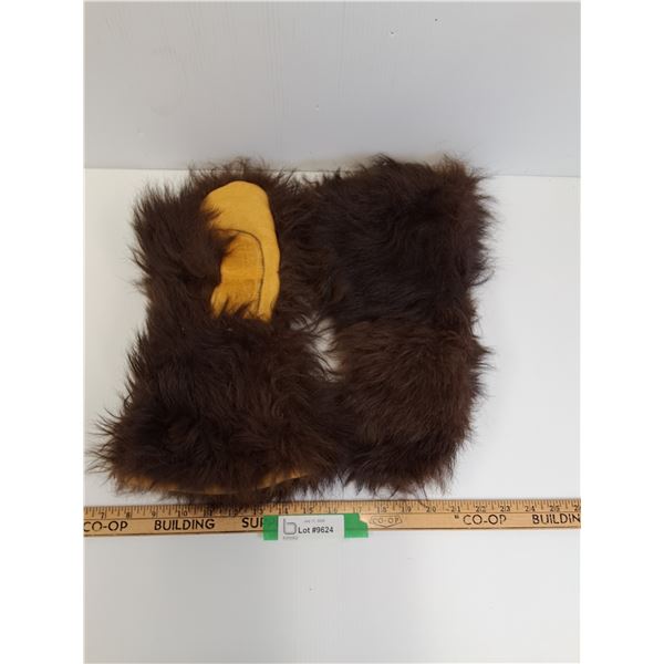 Handmade Bison Fur & Leather Gauntlet Mitts-Approx Size Large, 14" Long - from Robertson's General S
