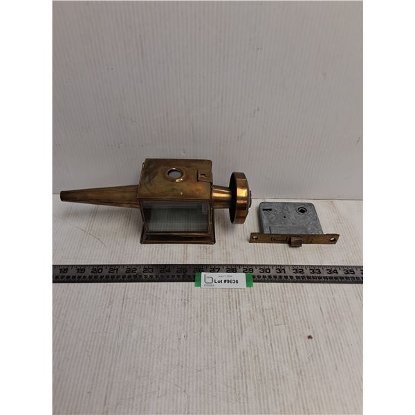 Antique Brass Carriage Lamp, Vintage Peterboro Door Latch