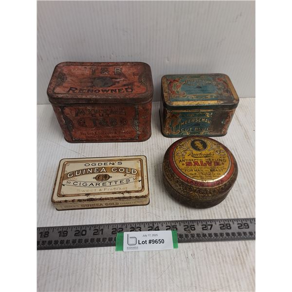 (4) Vintage Tins (T&B, ogden's, Rawleigh's, Meerschaum)