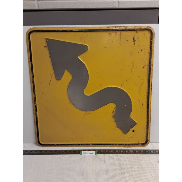 "S Turn Ahead" Metal Sign - 2' x 2' - PICK UP