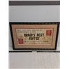 Image 1 : Framed Vintage "Braid's Best Coffee" Advertisement- 26.5" x 17" - PICK UP
