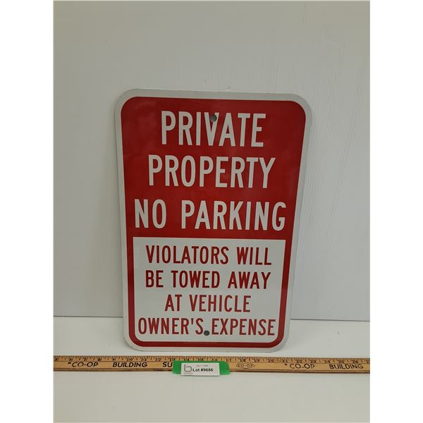 No Parking - Private Property Metal Sign - 12" x 18"