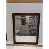 Image 1 : Antique Dresser Beveled Mirror w/Wood Frame - 18" x 22"