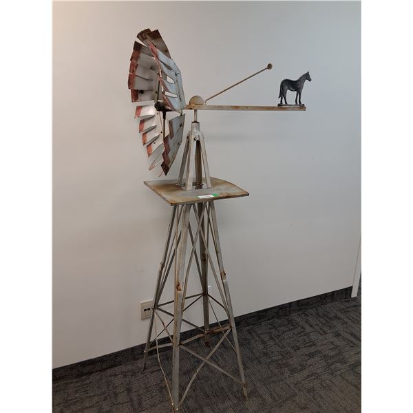 # Garden Ornamental Windmill w/Dempsters Folk Art Horse Weight - 69" x 33" - CANNOT SHIP