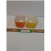 Image 1 : (2) PYREX Yellow and Orange Refrigerator Dishes w/Lids - 1.5 Cups