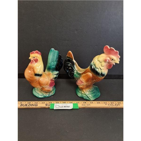 (2) Royal Copely Chicken Figurines - Ceramic - 8" x 6" Each