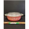 Image 1 : PYREX Pink Daisy Casserole Dish - 1.5 Quart Oval Dish w/Lid