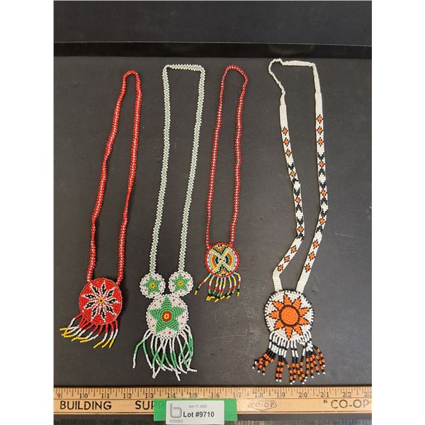 (4) Indigenous Handmade Beadwork Necklaces - Assorted Sizes