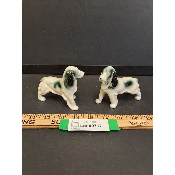 (2) Cocker Spaniel Dog Ceramic Figurines - 3.5" x 4" - Made in Occupied Japan