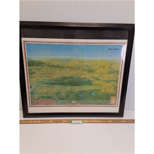 # Shore Gold Inc. Vintage Saskatchewan Map in Frame - 27" x 23"