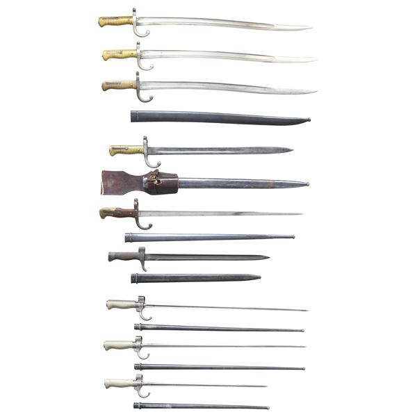 INTERESTING GROUPING OF 9 FRENCH BAYONETS FOR