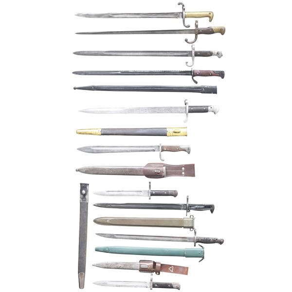 LOT OF TEN VARIED BAYONETS.